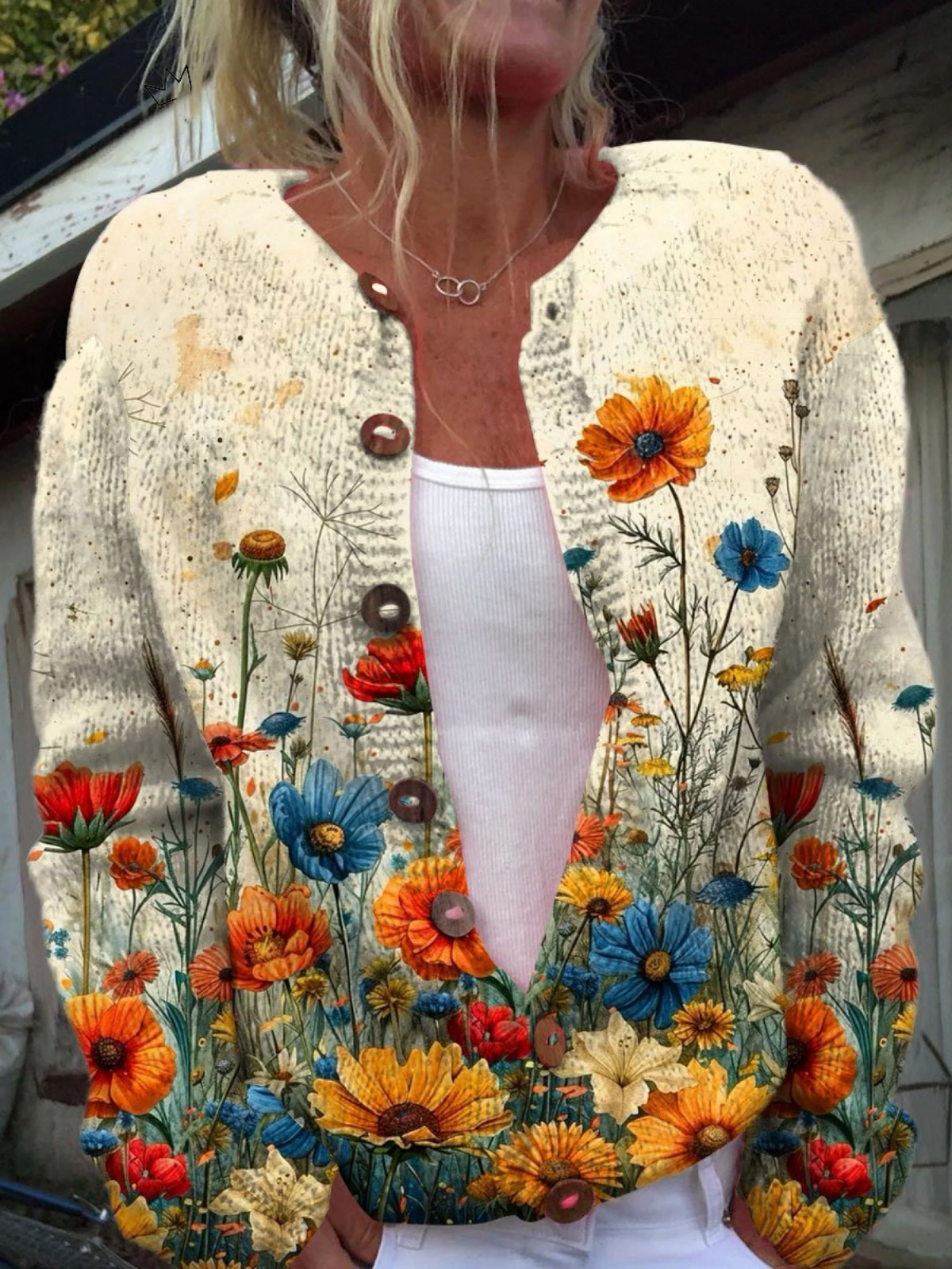 TANSY | CARDIGAN MIT VINTAGE-BLUMENPRINT
