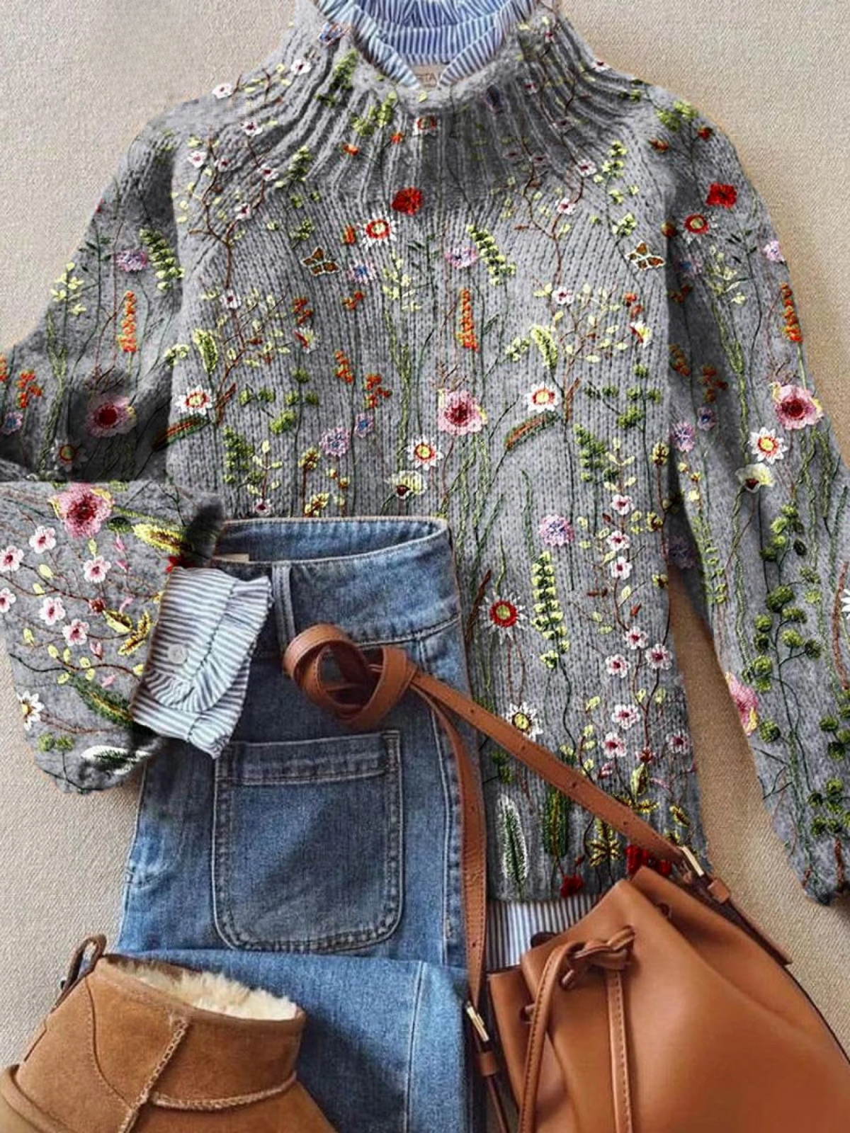 ABIGAIL | KLASSISCHER VINTAGE-BLUMENPULLOVER