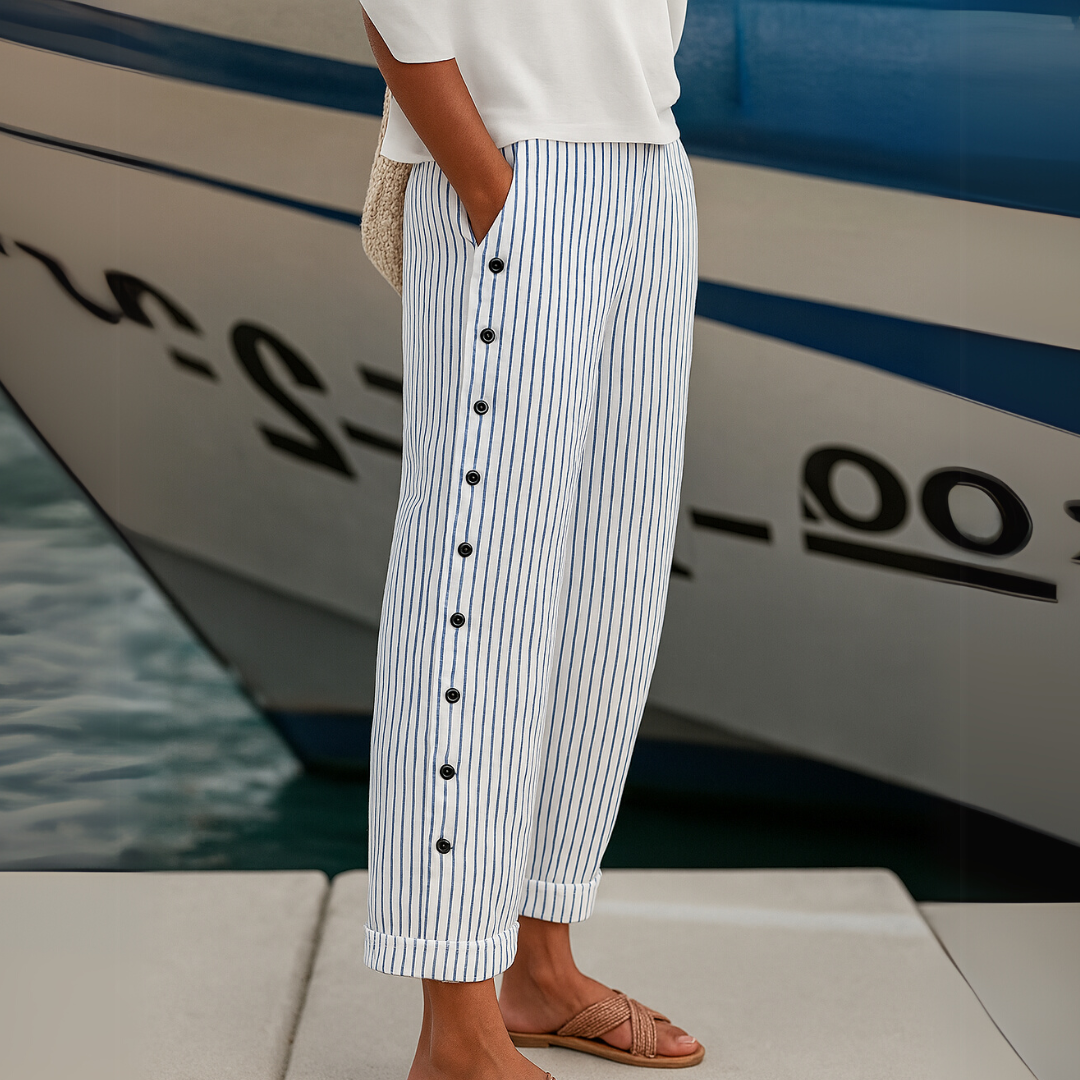 DIANE | GESTREIFTE SEABREEZE-HOSE MIT KNOPFLEISTE