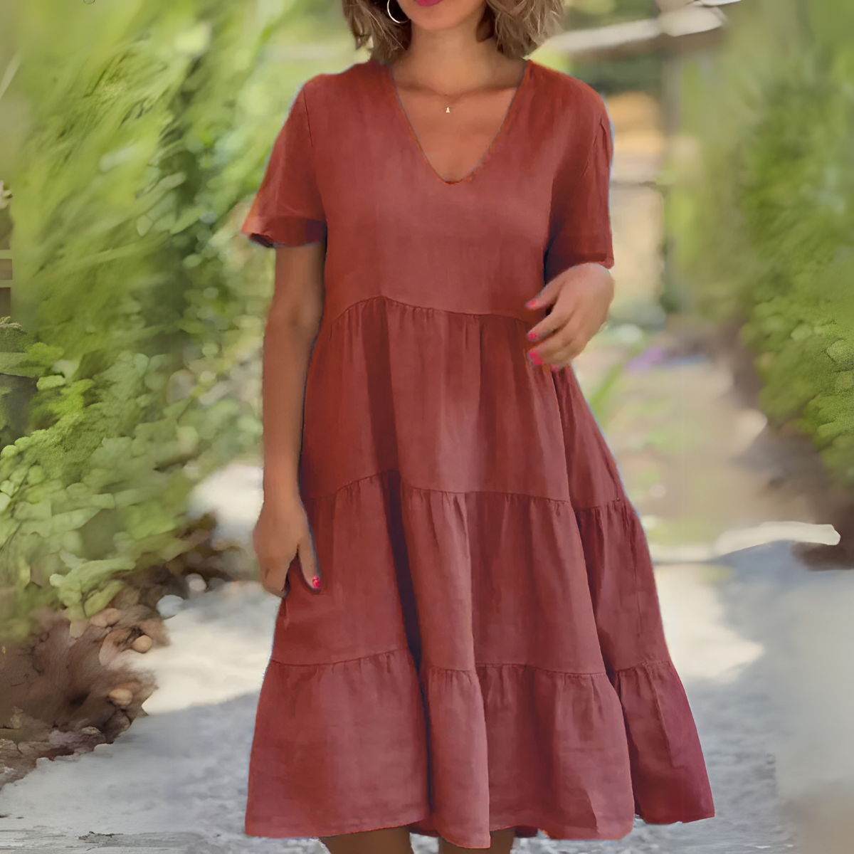 LUCE | LOOSE DRESS WITH V-NECK