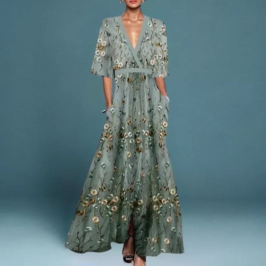 ADRIENNE | ELEGANTES MAXIKLEID MIT BLUMENMUSTER