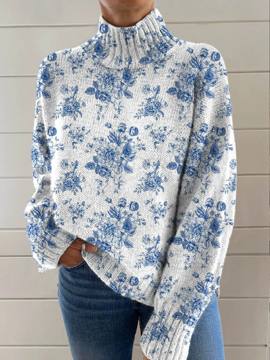 ASHLEY | BLUE BLOSSOM ROLLKRAGENPULLOVER