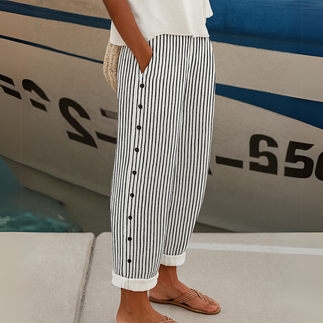 DIANE | GESTREIFTE SEABREEZE-HOSE MIT KNOPFLEISTE
