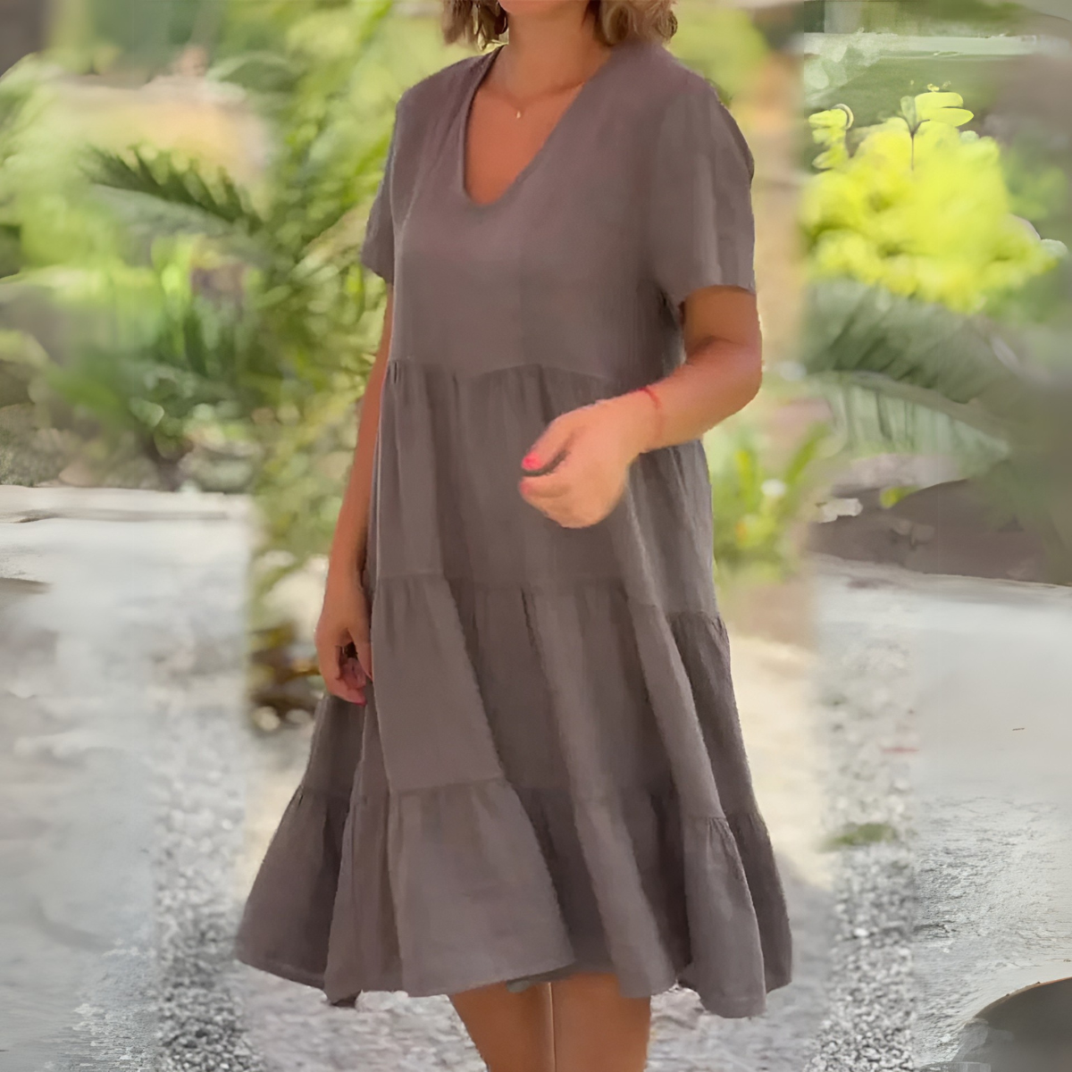 LUCE | LOOSE DRESS WITH V-NECK