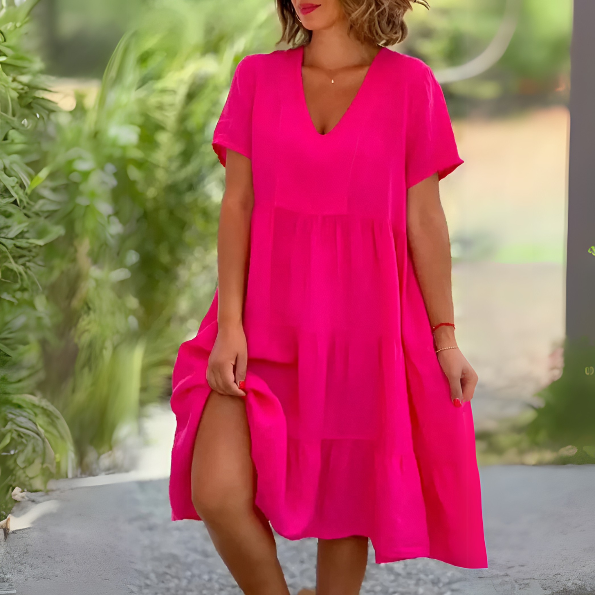 LUCE | LOOSE DRESS WITH V-NECK