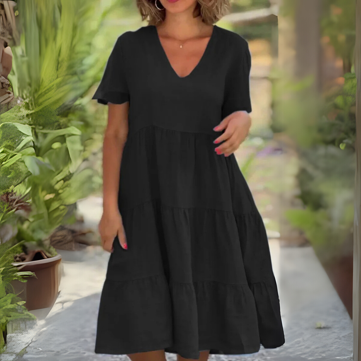 LUCE | LOOSE DRESS WITH V-NECK