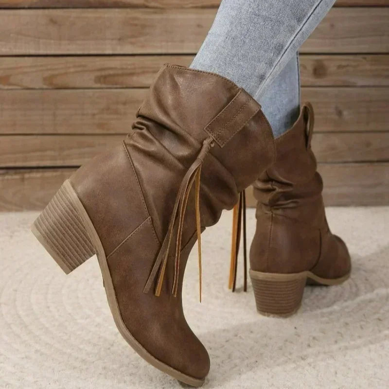 BEATRICE | WESTERN BLOCK HEEL BOOTIES