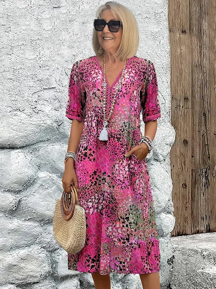 GLORIA | VIBRANTES MIDI-KLEID MIT ELEGANTEM BAUCH-WEG-EFFEKT