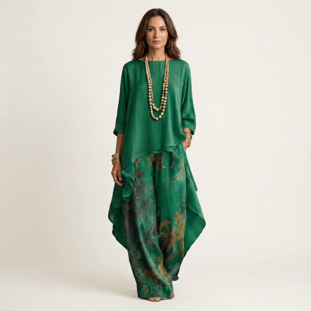 AVALYN | TWO-PIECE SET WITH ASYMMETRIC TUNIC