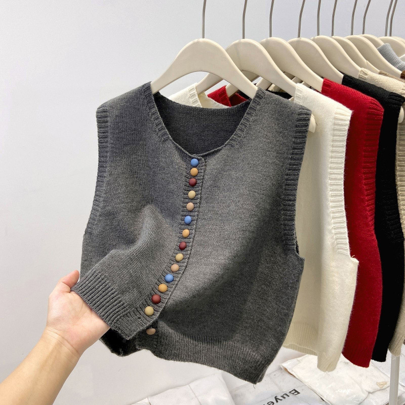 THE MARIBEL | COLOR-BUTTON KNIT VEST